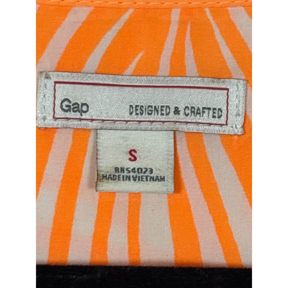 Gap Women's Orange White Tropical Leaf Print Sleeveless Drawstring Mini Dress S - Picture 3 of 6